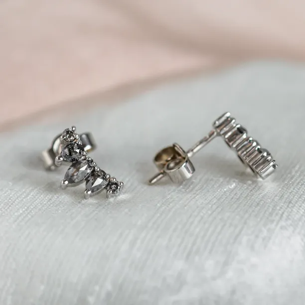 Collection of cluster jewelry with salt and pepper diamonds MABEL Image