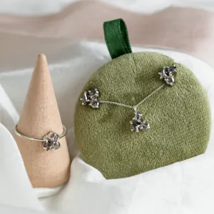 Cluster jewelry set with salt and pepper diamonds KARA Thumbnail