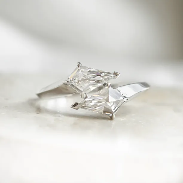 Massive double ring with kite moissanites DONNIE Image