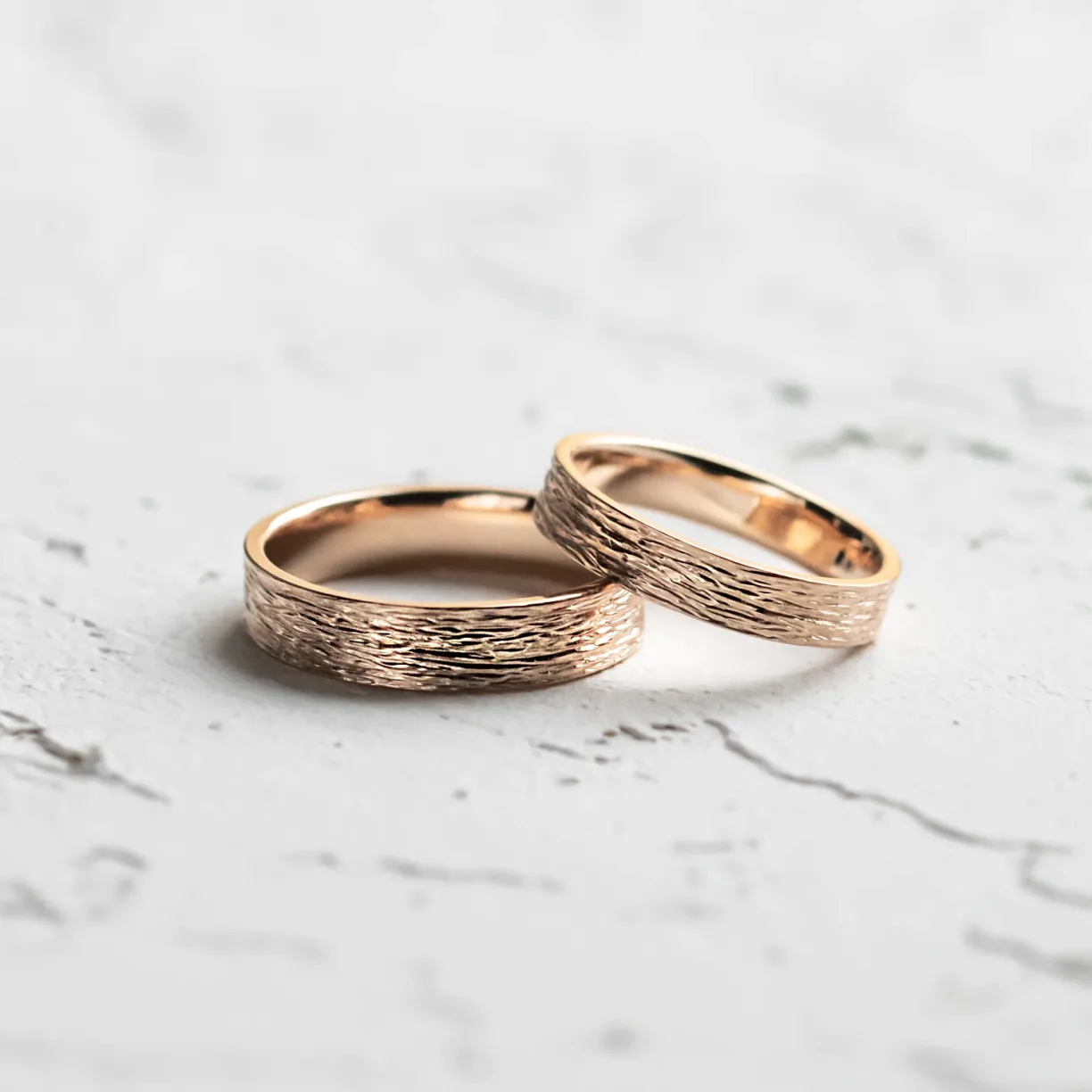 Unusual rose gold wedding rings