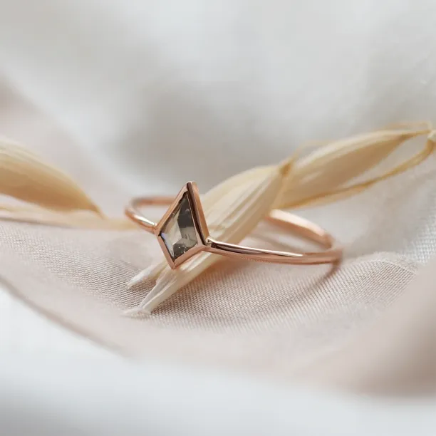 Minimalist kite salt and pepper diamond ring DAKOTA Image