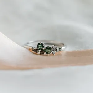 Cluster ring with moss agates and salt and pepper diamonds EVE Thumbnail