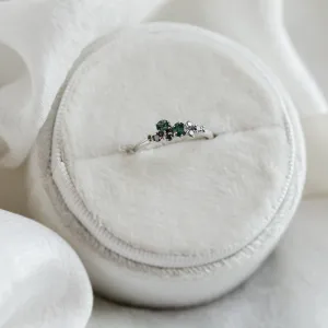 Cluster ring with moss agates and salt and pepper diamonds EVE Thumbnail