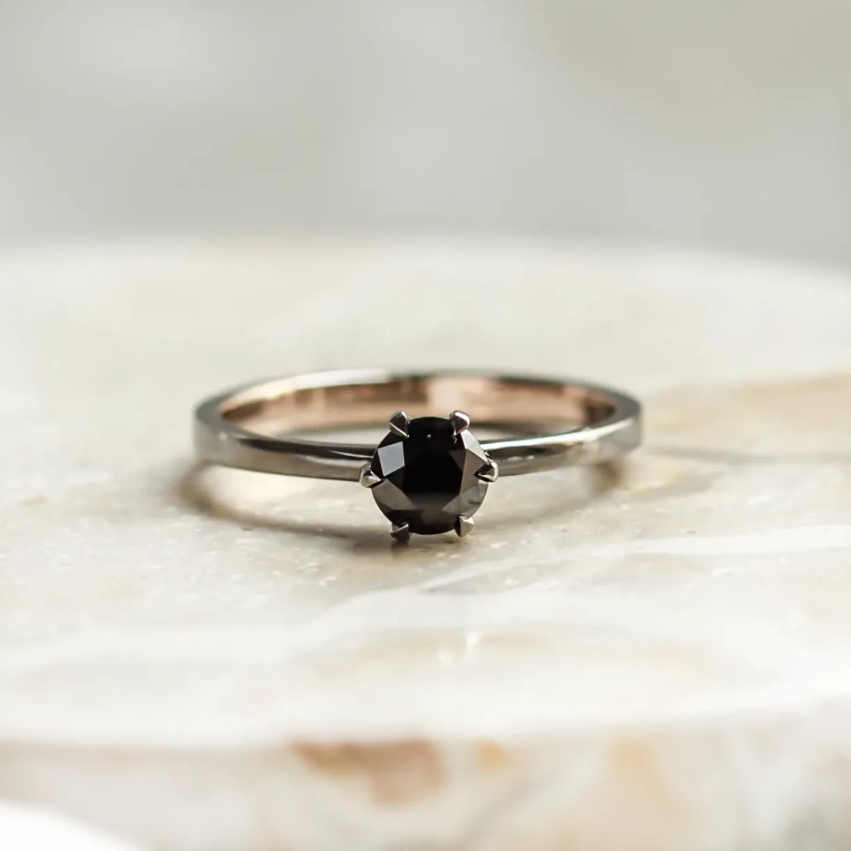 Black rhodium engagement ring