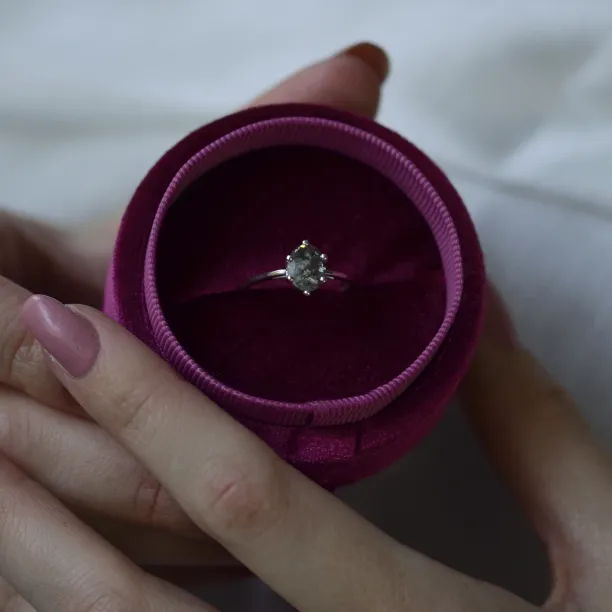 Gold ring with oval salt and pepper diamond OLLY Image