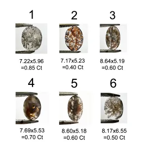 Gold ring with oval salt and pepper diamond OLLY Thumbnail