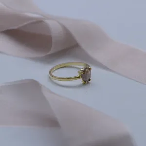 Gold ring with pear salt and pepper diamond BERTA Thumbnail