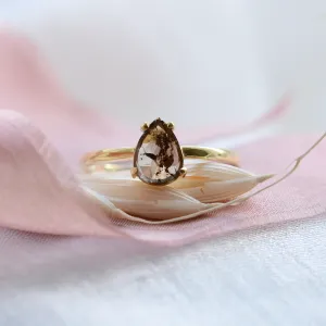 Gold ring with pear salt and pepper diamond BERTA