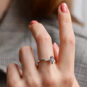 Gold ring with kite rutilated quartz and diamonds ESTER Thumbnail