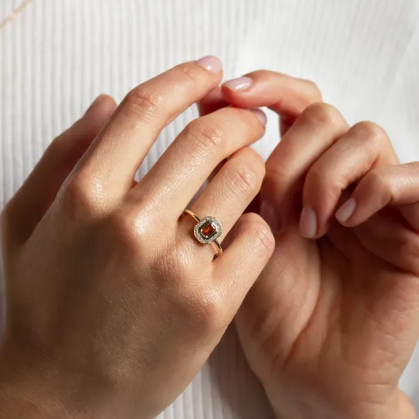 Art deco pink lab grown diamond engagement ring MOANA Image