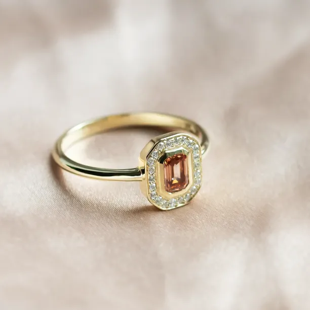 Art deco pink lab grown diamond engagement ring MOANA Image