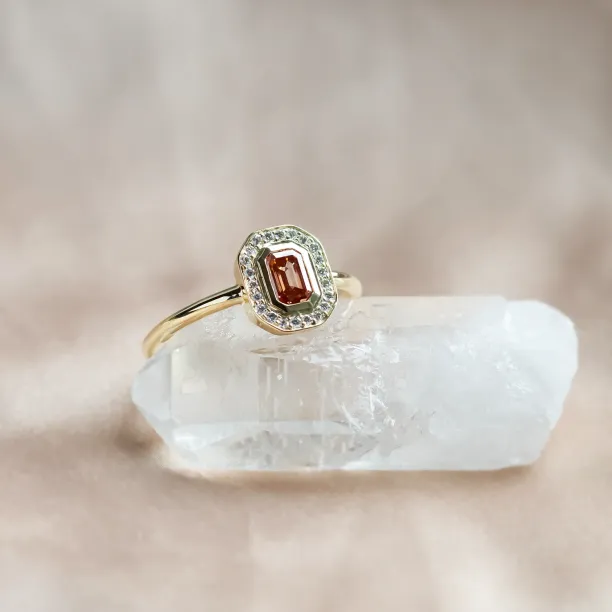 Art deco pink lab grown diamond engagement ring MOANA Image