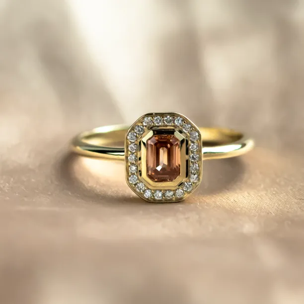 Art deco pink lab grown diamond engagement ring MOANA Image