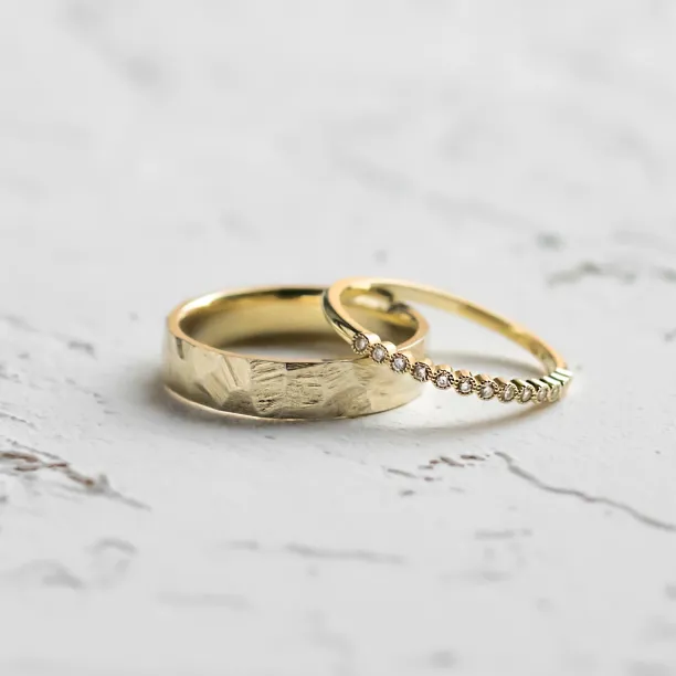 Original wedding rings with diamonds PAIR Image