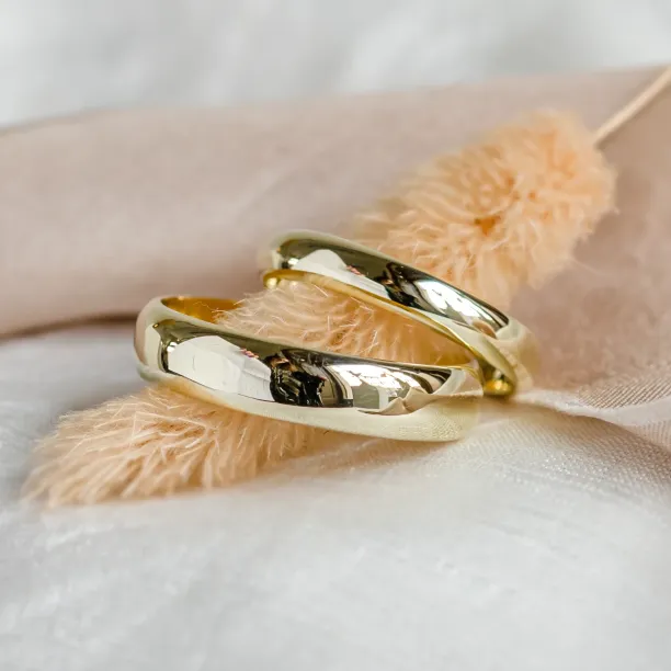 D-SHAPE wedding red gold rings ALASKA Image