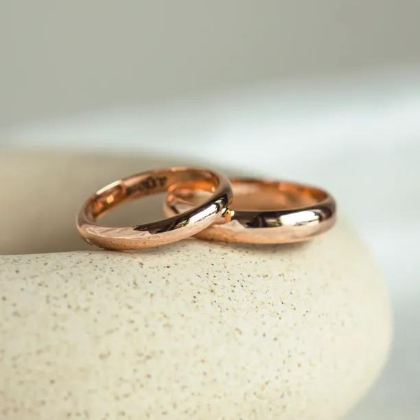 D-SHAPE wedding red gold rings ALASKA Image