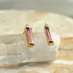 Pink sapphire and diamond stud earrings QUINN Thumbnail