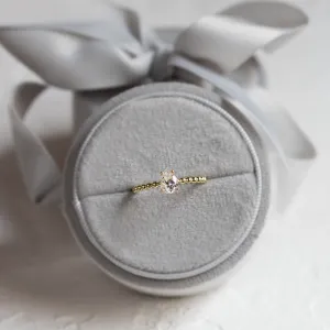 Gold engagement ring with beaded ball setting and pear moissanite BEAU Thumbnail