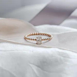 Minimalist beaded ball ring with moissanite CARLIN Thumbnail