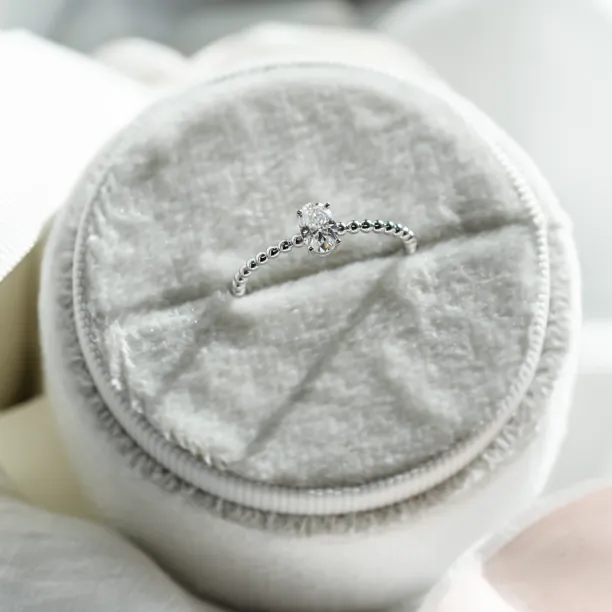 Minimalist beaded ball ring with moissanite CARLIN Image