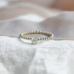 Minimalist beaded ball ring with moissanite CARLIN Thumbnail