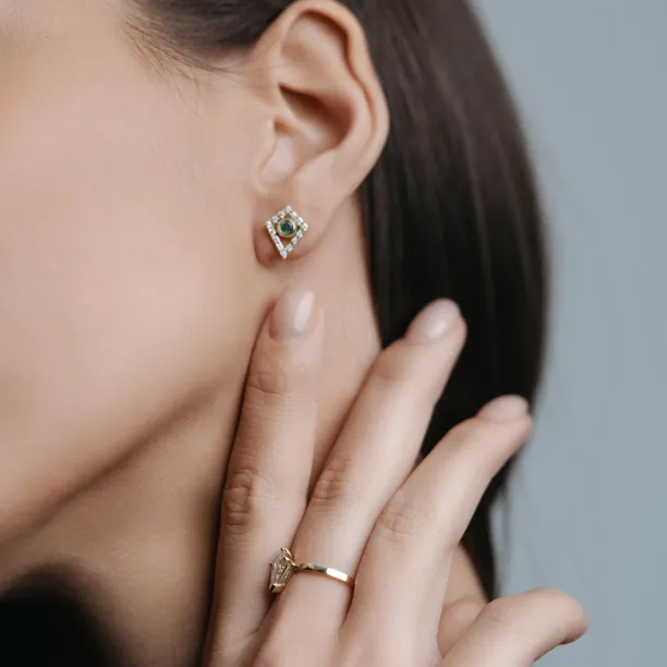 Lab-grown diamond kite earrings with removable gemstone JAY Image