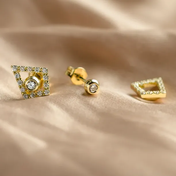 Lab-grown diamond kite earrings with removable gemstone JAY Image
