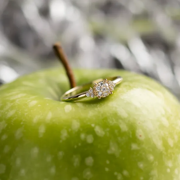 Gold engagement ring with pavé diamonds BIRDIE Image
