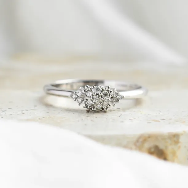 Gold engagement ring with pavé diamonds BIRDIE Image