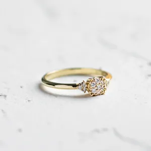 Gold engagement ring with pavé diamonds BIRDIE Thumbnail