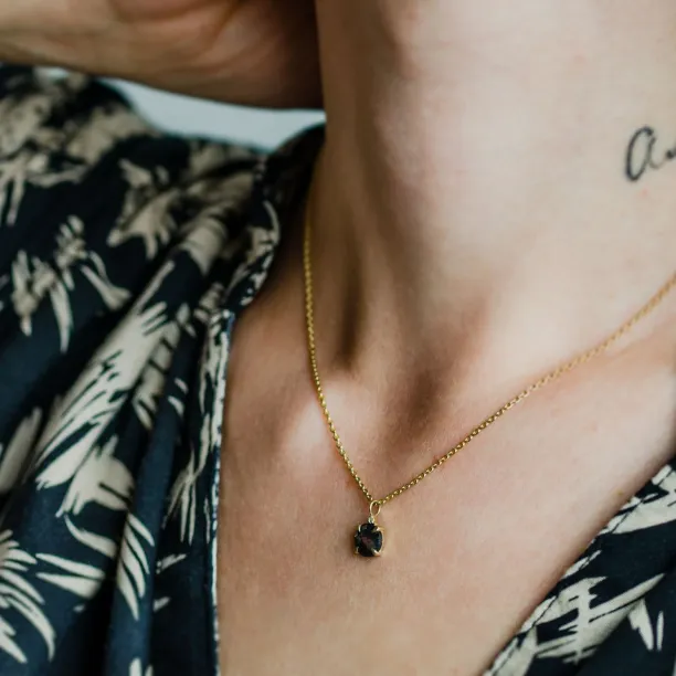 Gold necklace with round diamond salt and pepper EUGENIE Image
