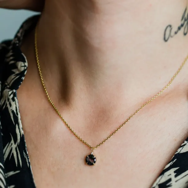 Gold necklace with round diamond salt and pepper EUGENIE Image