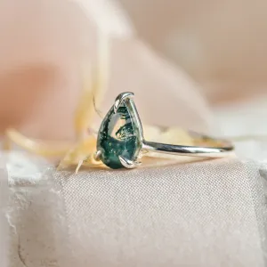 Minimalist engagement ring with moss agate FREYA Thumbnail