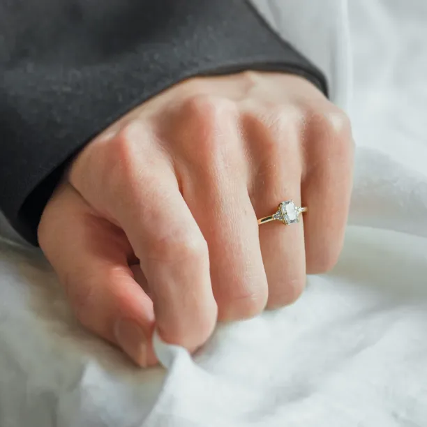 Elegant engagement ring with moissanites BIBIANA Image