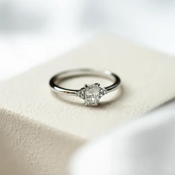 Elegant engagement ring with moissanites BIBIANA Image