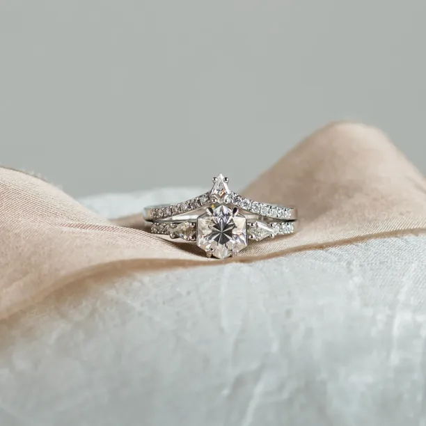Elegant wedding set with moissanites HARPER Image