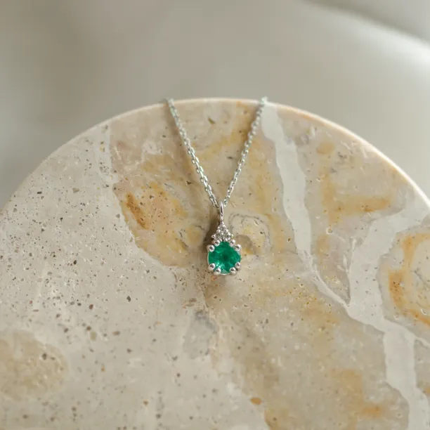 Gold emerald and diamond pendant LANA Image