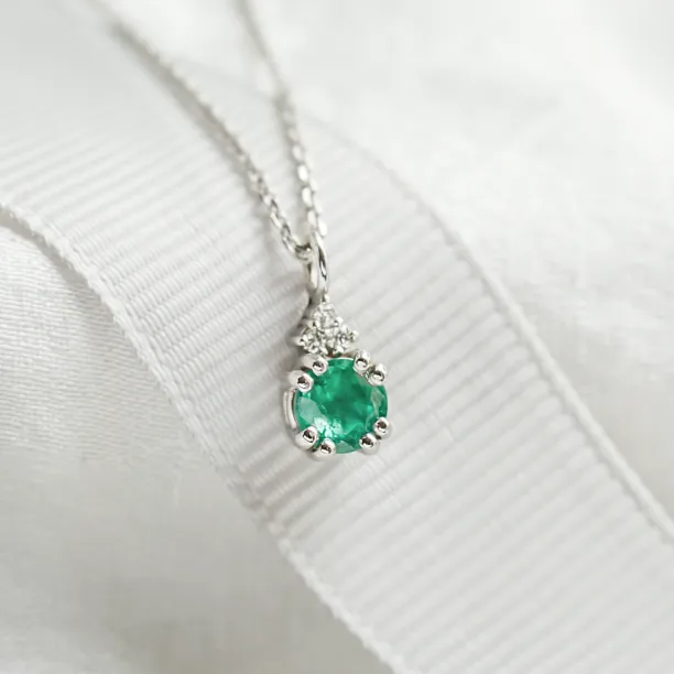 Gold emerald and diamond pendant LANA Image