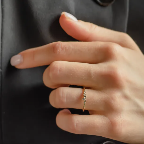 Gold ring with salt and pepper diamonds CLUSTER Image