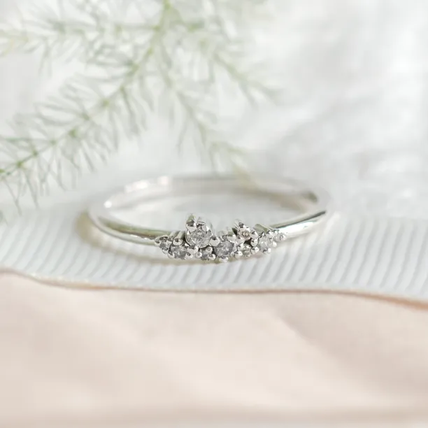 Gold ring with salt and pepper diamonds CLUSTER Image