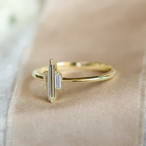 Unique baguette moissanite engagement ring THEA Thumbnail