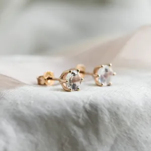 Stud earrings with white moonstone JULIET Thumbnail