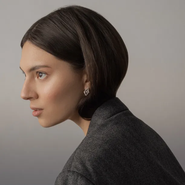Statement earrings with rutile quartz and side diamonds ALEXIS Image