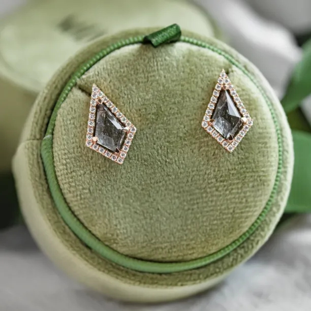 Statement earrings with rutile quartz and side diamonds ALEXIS Image