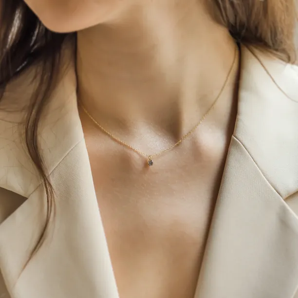 Minimalist gold pendant with salt and pepper diamond SALO Image