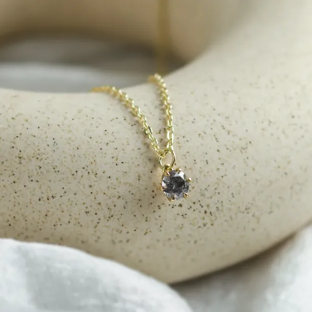 Minimalist gold pendant with salt and pepper diamond SALO Image