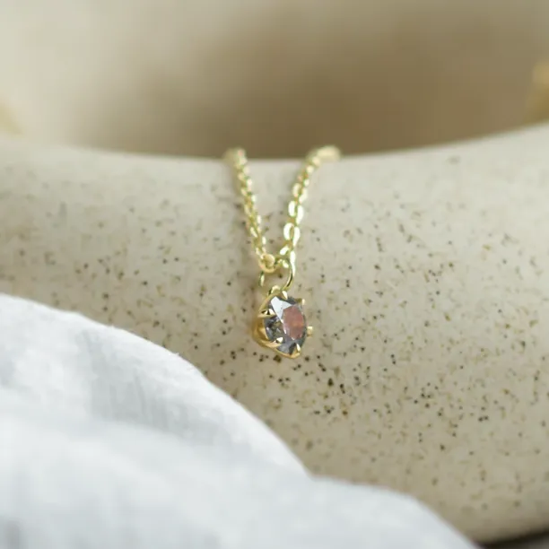 Minimalist gold pendant with salt and pepper diamond SALO Image