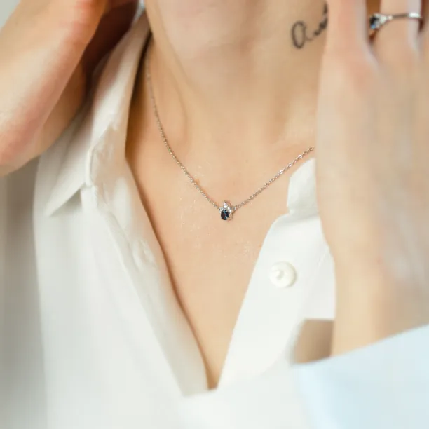 Gold necklace with london blue topaz and diamonds LAM Image