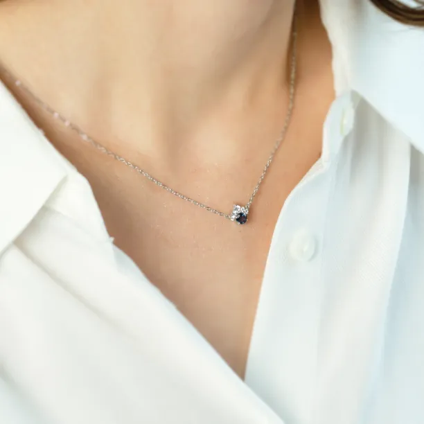 Gold necklace with london blue topaz and diamonds LAM Image