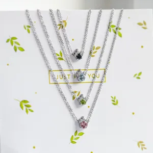Gold necklace with london blue topaz and diamonds LAMBETH Thumbnail